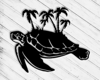 Sea Turtle Wall Art Decor Laser Cut Engraving Dxf Glowforge Svg File xTool Cricut Metal Plazma Cut Decorative Silhouette Template Pattern