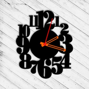 Orologio da parete numerico tagliato al laser DXF Glowforge SVG xTool D1 CNC Router da taglio Modello di piano di taglio del metallo e del legno Scarica file vettoriali digitali