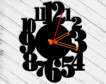 Wall Clock Numeric Laser Cut Dxf Glowforge Svg xTool D1 CNC Cutting Router Metal Cut Wood Cut Plan Template Download Digital Vector Files