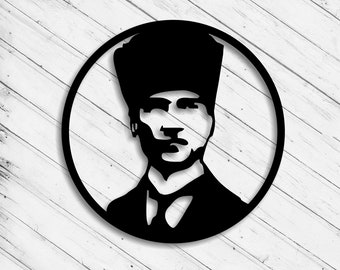Ataturk Laser Cut Dxf Glowforge Svg File Wall Art Decor Template Cricut Pattern Vinly Cut Decorative Metal Panel Plazma Cut Digital Files