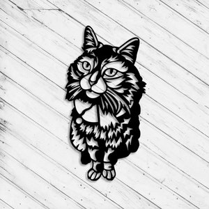 Cat Decor Laser Cut Dxf Glowforge Svg File CNC Cutting Router Wall Art Cricut Pattern Paper Craft Vinly Cut Metal Panel Digital Vector Files