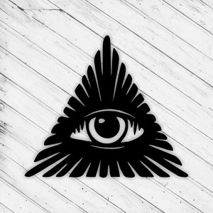 Pyramide Auge Wand Kunst Dekor Laser Cut Dxf Glowforge svg xTool CNC Fräser Schneiden Vinyl Schnitt Aufkleber Metall Schnitt Silhouette Vorlage Digitale Datei