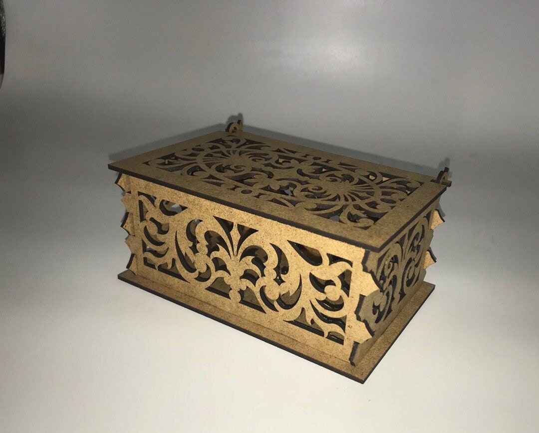 Wooden Jewelry Box Laser Cut Dxf Glowforge Svg Pattern CNC Router Plan ...