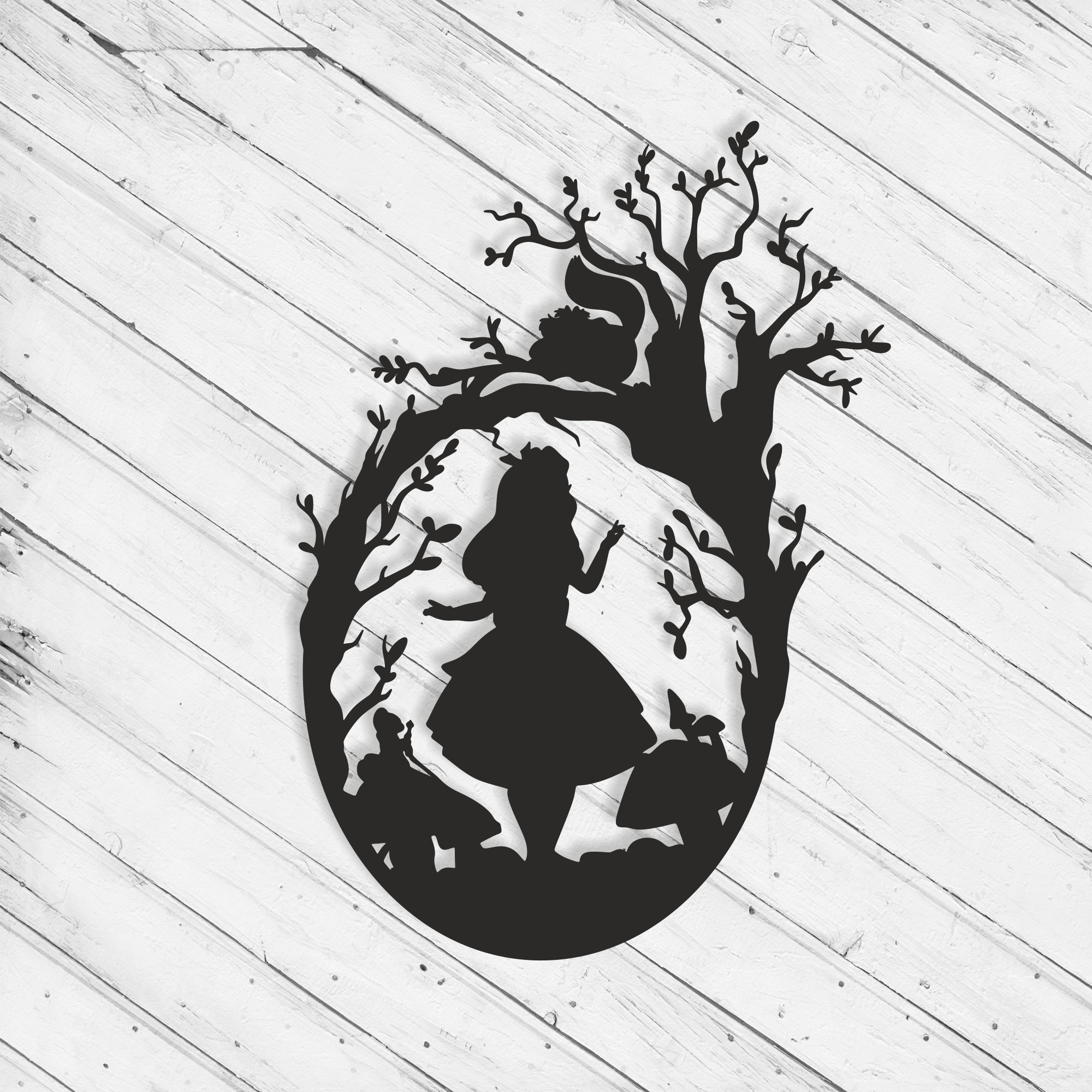 Alice in Wonderland Wall Art Laser Cut Engraving Dxf