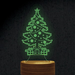 Weihnachtsbaum 3D Illusion Acryl Hologramm Nacht Led Lampe Laser Cut Gravur Datei Dxf Glowforge svg Digital Vektor Ai Pdf Datei Download