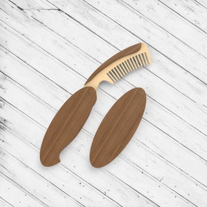 Pente dobrável para cabelo e barba, corte a laser Dxf Glowforge Svg xTool D1 CNC Router Plan Scroll Saw Template Download Digital Vector Ai Pdf Eps File