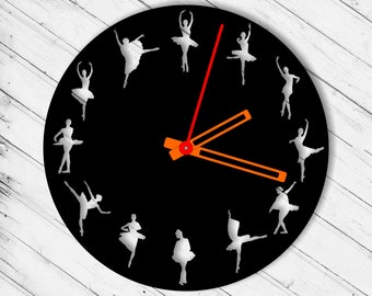 Wall Clock Ballerina Laser Cut Dxf Glowforge Svg xTool D1 CNC Cutting Router Metal Cut Wood Cut Plan Template Download Digital Vector Files