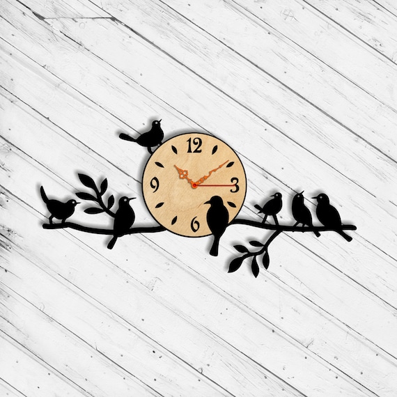 Bird Wall Clock Laser Cut Dxf Glowforge Svg Template CNC Router