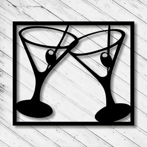 Cocktail Laser-Schnitt-Dxf Glowforge-Svg-Datei-Wand-Kunst Cricut Muster Vinyl Schnitt Aufkleber Dekorative Metall Plazma Schnitt Digital Ai Pdf Eps-Dateien
