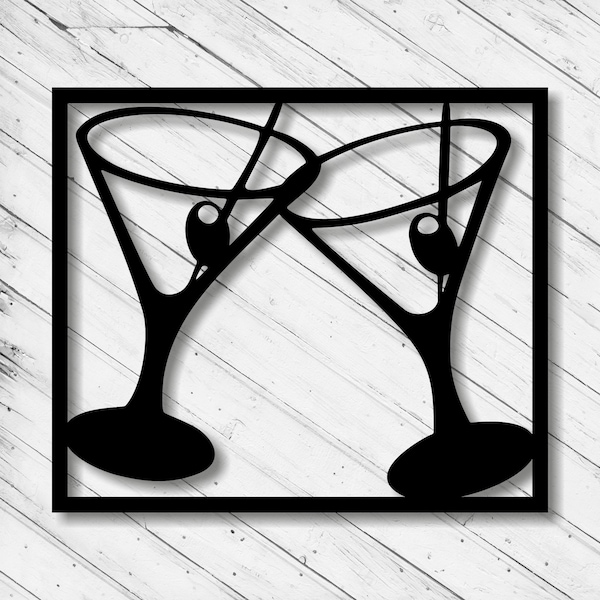 Cocktail Laser Cut Dxf Glowforge Svg File Wall Art Cricut Pattern Vinyl Cut Sticker Decorative Metal Plazma Cut Digital Ai Pdf Eps Files