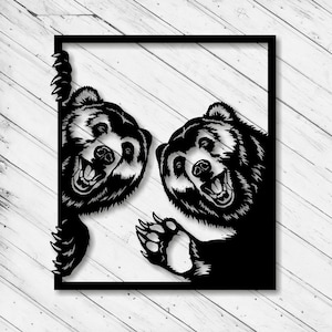 Bären Laser Cut Dxf Glowforge Plotterdatei Wand Kunst Dekor Cricut Muster CNC Fräser geschnitten Metallplatte Plazmaschnitt Download digitale Vektordatei