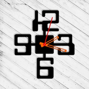 Wanduhr Laser Cut Dxf Glowforge svg xTool D1 CNC-Schneidefräser Metallschnitt Holzschnitt Plan Vorlage Download Digitale Vektordateien