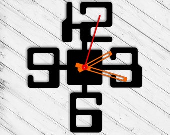 Wall Clock Laser Cut Dxf Glowforge Svg xTool D1 CNC Cutting Router Metal Cut Wood Cut Plan Template Download Digital Vector Files
