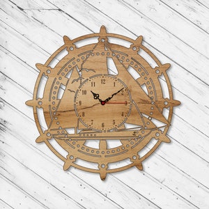 Wall Clock Sea Laser Cut Dxf Glowforge Svg Template CNC Cutting Router Engraving Instant Download Digital Vector Ai Pdf Eps Files