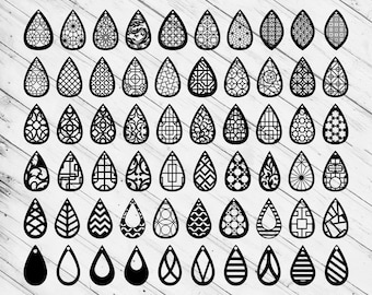 Earring Bundle Laser Cut Dxf Glowforge Svg xTool D1 Decor Pattern CNC Router Plan Scroll Saw Template Instant Download Digital Vector File