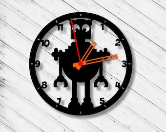Wall Clock Robot Laser Cut Dxf Glowforge Svg Template CNC Cutting Router Plazma Cut Cricut Instant Download Digital Vector Ai Pdf Eps Files