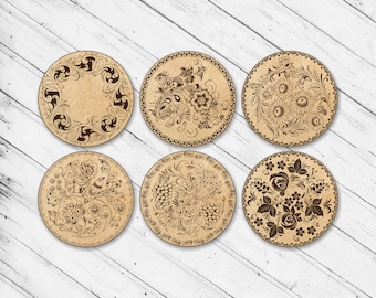 Coaster Pattern Laser Cut Dxf Glowforge Svg xTool D1 Laser Engraving Template Instant Download Digital Vector Ai Pdf Eps Files