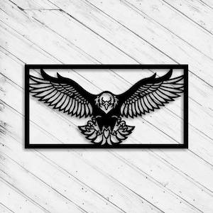 Adler Wand Kunst Dekor Muster Laser Cut Dxf Glowforge svg xTool D1 Datei CNC Fräser schneiden Vinyl Schnitt Aufkleber Metallschnitt Download digitale Datei