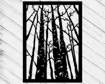 Tree Panel Laser Cut Dxf Glowforge Svg File CNC Router Wall Art Decor Cricut Pattern Paper Crarative Metal Panel Digital Ai Pdf Eps File