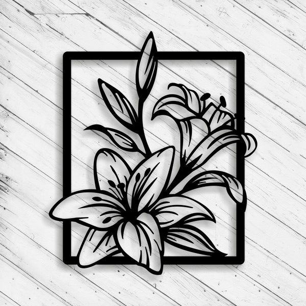 Fiori Wall Art Decor Taglio Laser Dxf Glowforge Svg xTool D1 CNC Router Taglio Vinile Taglio Adesivo Metallo Taglio Silhouette Modello File Digitali