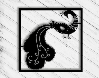 Peacock Decor Laser Cut Dxf Glowforge Svg File Wall Art Cricut Pattern CNC Router Vinyl Cut Sticker Decal Paper Craft Metal Plazma Cut