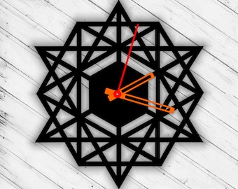 Wall Clock Pattern Laser Cut Dxf Glowforge Svg Template CNC Cutting Router Plazma Cut Instant Download Digital Vector Ai Pdf Eps Files