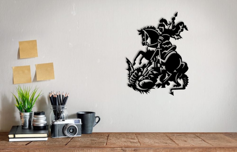 Saint George Dragon Wall Art Laser Cut Dxf Glowforge Svg Decor Cricut ...