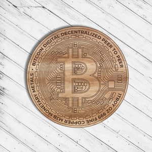 Bitcoin Engraving Laser Cut Dxf Glowforge Svg File CNC Cutting Router Wall Art Decor Pattern Decorative Instant Digital Vector Ai Eps Files