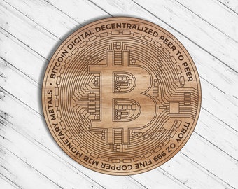 Bitcoin Engraving Laser Cut Dxf Glowforge Svg File CNC Cutting Router Wall Art Decor Pattern Decorative Instant Digital Vector Ai Eps Files