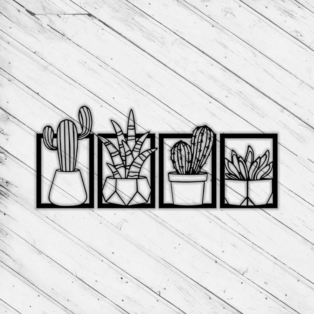 Cactus Wall Art Decor Laser Cut Dxf Glowforge Xtool D1 CNC Router ...