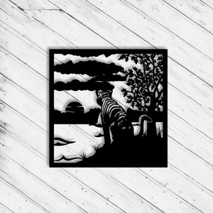 Tiger Wall Art Decor Laser Cut Dxf Glowforge Svg CNC Router Decorative Metal Panel Plazma Cut Instant Download Digital Vector Ai Pdf Files