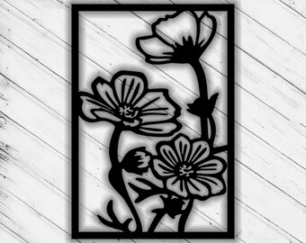 Flowers  Wall Art Decor Laser Cut Dxf Glowforge Svg xTool D1 CNC Router Cutting Vinyl Cut Sticker Metal Cut Silhouette Template Digital File