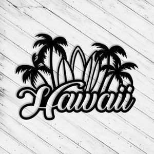 Hawaii Wall Art Decor Laser Cut Dxf Glowforge Svg xTool D1 CNC Router Cutting Vinyl Cut Sticker Metal Cut Silhouette Template Digital Files