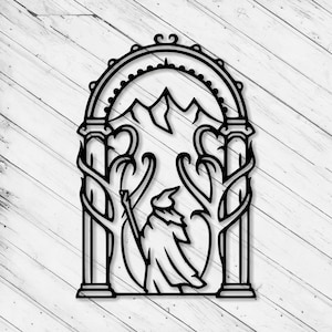 Türen von Durin Wand Kunst Dekor Laser Schnitt Dxf Glowforge SVG xTool D1 CNC Fräser Schneiden Vinyl Schnitt Metall Schnitt Silhouette Vorlage Digitale Dateien