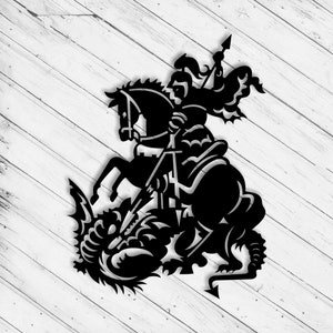 Saint George Dragon Wand Kunst Laser Cut Dxf Glowforge svg Dekor Cricut Muster Vinyl Schnitt Aufkleber Metallschnitt Digital Vektor Ai Pdf Eps Dateien
