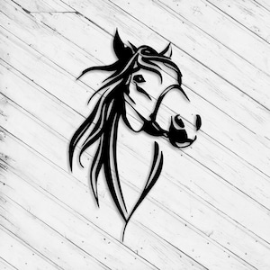 Pferd Wand Kunst Dekor Muster Laser Cut Dxf Glowforge svg xTool D1 Datei CNC Fräser Schneiden Dekorative Metall Plazma Schnitt Download Digitale Dateien