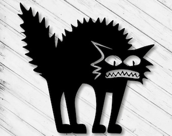 Shaggy Cat Wall Art Decor Laser Cut Dxf Glowforge Svg xTool CNC Router Cutting Vinyl Cut Sticker Metal Cut Silhouette Template Digital Files