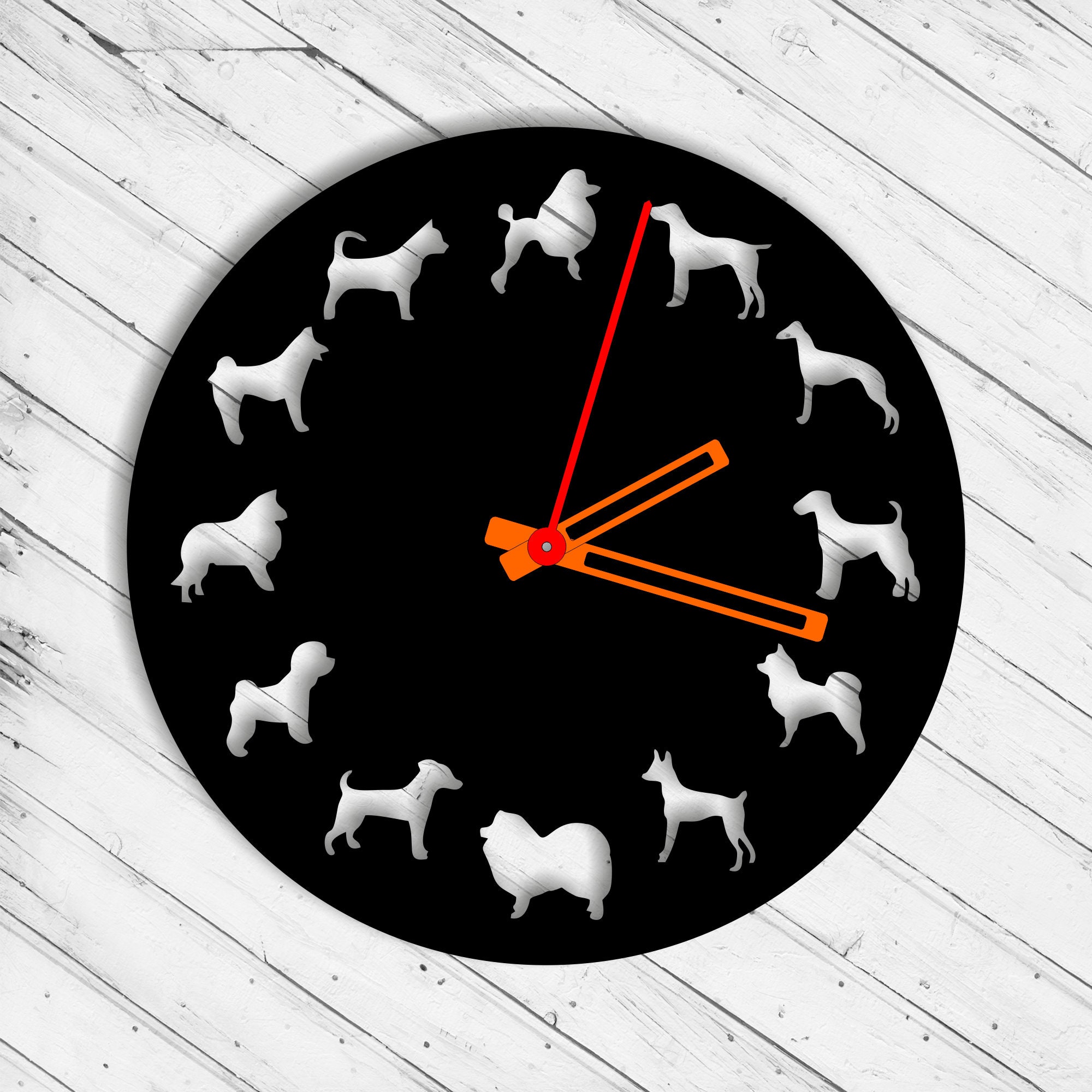 Wall Clock Dog Laser Cut Dxf Svg Xtool D1 CNC Etsy UK