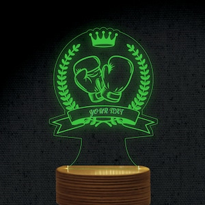 Lámpara LED de noche holográfica acrílica con ilusión 3D de boxeo, archivo de grabado cortado con láser Dxf Glowforge Svg, archivos vectoriales digitales, descarga instantánea