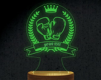Boxing 3D Illusion Acrylic Hologram Night Led Lamp Laser Cut Engraving File Dxf Glowforge Svg Digital Vector Files Instant Download
