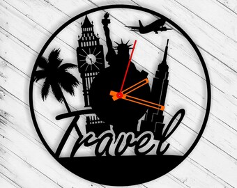 Travel Clock  Laser Cut Dxf Glowforge Svg Plan Template CNC Cutting Router Cut Engraving Scroll Saw Cricut Download Digital Vector Files
