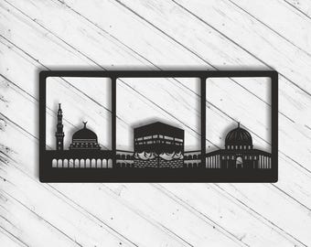 Mecca Medina Wall Art Laser Cut Dxf Glowforge Svg File CNC Cutting xTool Cricut Metal Cut Decorative Pattern Silhouette Digital Vector Files