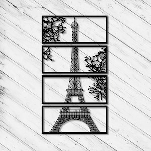 Eiffel Laser Cut Dxf Glowforge Svg File CNC Router Wall Art Decor Cricut Pattern Paper Craft Decorative Metal Panel Digital Ai Pdf Eps Files