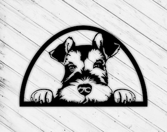 Schnauzer Dog in Forest Laser Dxf Glowforge Svg xTool File Wall Art Decor Pattern CNC Router Cutting Decorative Metal Download Digital File