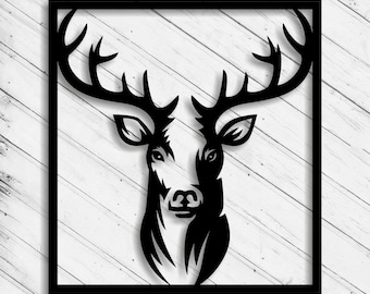 Deer Laser Cut Dxf Glowforge Svg xTool D1 File Wall Art Decor Pattern CNC Router Cutting Decorative Metal Plazma Cut Download Digital Files