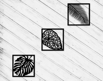 Leaf Panel Decor Laser Cut Dxf Glowforge Svg xTool D1 CNC Router Cutting Vinyl Cut Sticker Metal Cut Silhouette Template Digital Files