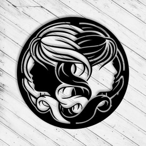 Mädchen Wand Kunst Dekor Laser Cut Dxf Glowforge SVG xTool D1 CNC Fräser Schneiden Vinyl Schnitt Aufkleber Metall Schnitt Silhouette Vorlage Digitale Dateien