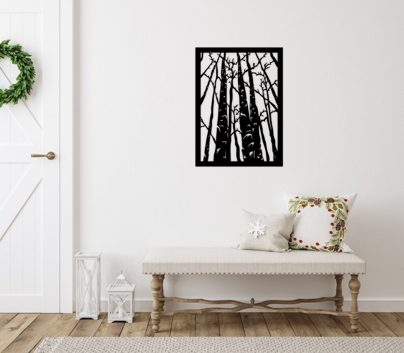 Tree Panel Laser Cut Dxf Glowforge Svg File CNC Router Wall Art Decor ...
