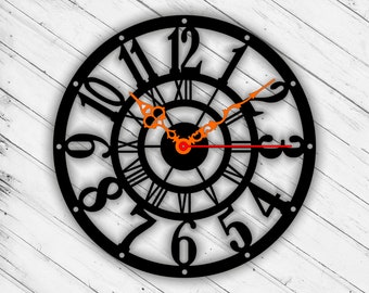 Wall Clock Laser Cut Dxf Glowforge Svg Template CNC Cutting Router Plazma Cut Scroll Saw Cricut Download Digital Vector Ai Pdf Eps Files