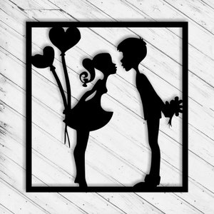 Liebe Wand Kunst Dekor Laser Schnitt Dxf Glowforge svg xTool D1 CNC Fräser Schneiden Vinyl Schnitt Aufkleber Metall Schnitt Silhouette Vorlage Digitale Dateien